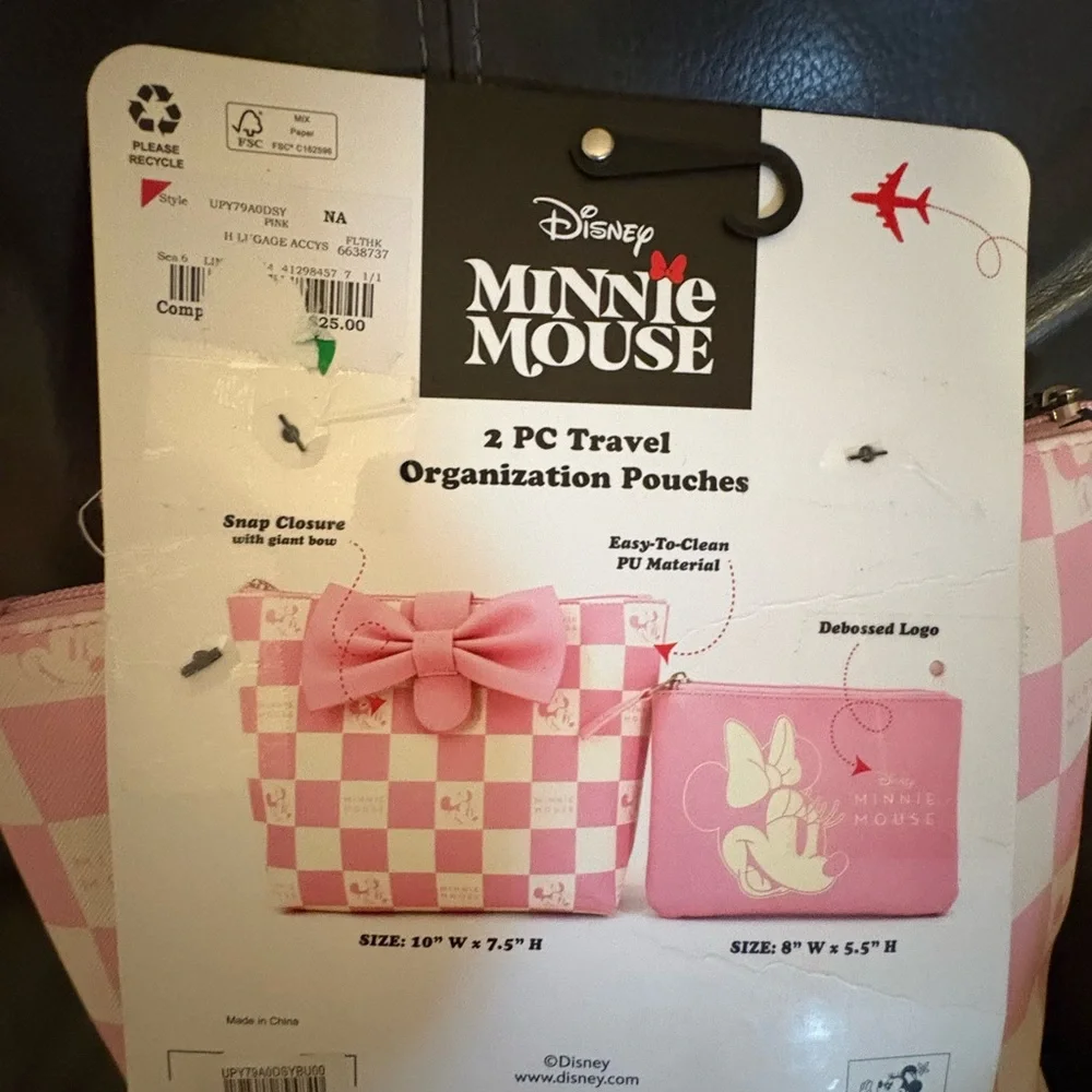 Bioworld Pink Minnie Mouse 2-Piece Travel Pouch Set - Picture 4 of 6